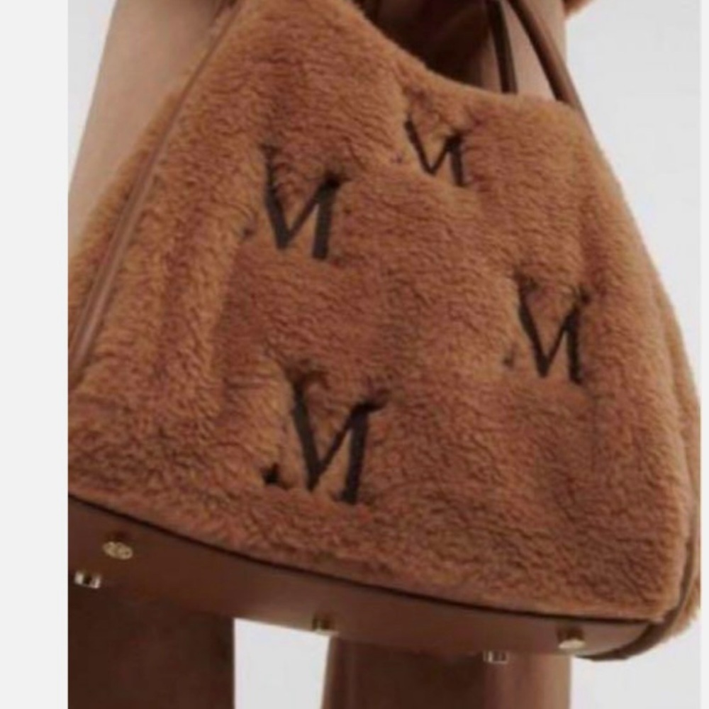 Elegant Taupe Teddy Faux Fur Tote Bag